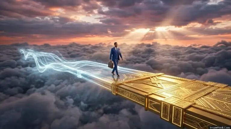 Convertible Term Life Insurance: How It Works A surreal glowing bridge transitioning from wood to solid gold over a misty abyss.